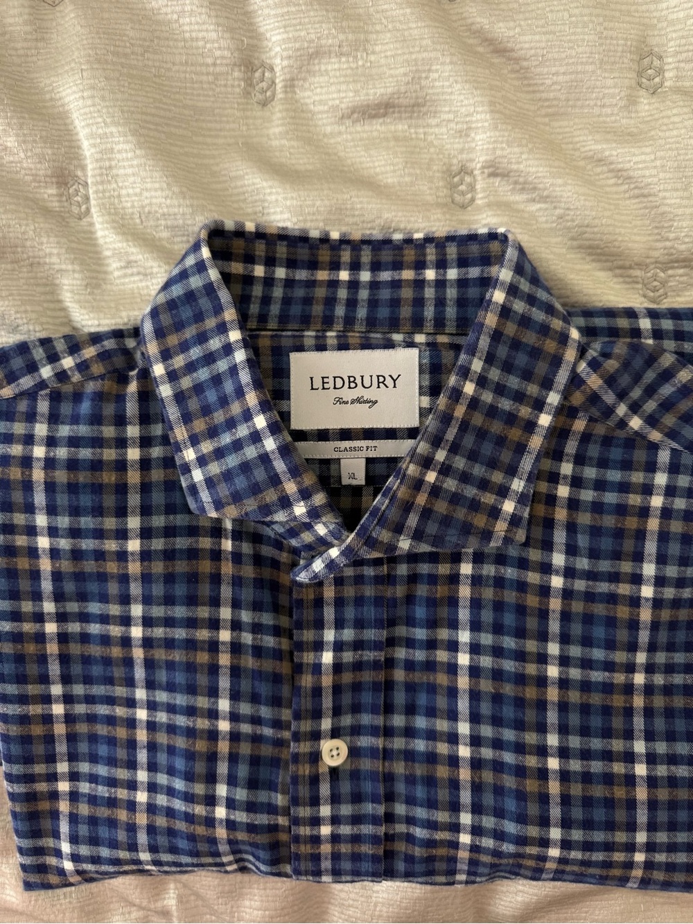 Ledbury Men’s XL Blue Plaid 100% Cotton Flannel Shirt Classic Fit